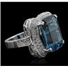 Image 1 : 14KT White Gold 16.86ct Blue Topaz and Diamond Ring
