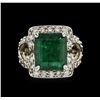 Image 2 : 14KT White Gold 6.63ct Emerald and Diamond Ring