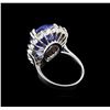 Image 3 : 11.11ct Tanzanite and Diamond Ring - 14KT White Gold