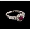Image 1 : 0.68ct Ruby and Diamond Ring - 14KT White Gold