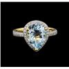 Image 2 : 2.80ct Aquamarine and Diamond Ring - 14KT Yellow Gold