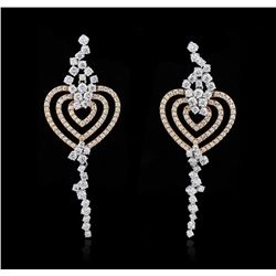 6.10ctw Diamond Earrings - 18KT Two-Tone Gold