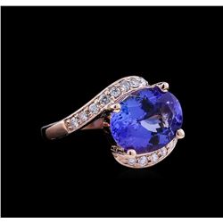 5.40ct Tanzanite and Diamond Ring - 14KT Rose Gold