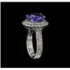 Image 4 : 5.29ct Tanzanite and Diamond Ring - 14KT White Gold