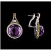 Image 2 : 17.02ctw Amethyst and Diamond Earrings - 18KT White Gold