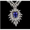 Image 1 : 14KT White Gold 2.57ct Tanzanite and Diamond Necklace