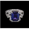 Image 2 : 5.18ct Tanzanite and Diamond Ring - 14KT White Gold