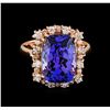Image 2 : 7.20ct Tanzanite and Diamond Ring - 14KT Rose Gold
