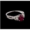 Image 1 : 1.27ct Ruby and Diamond Ring - 18KT White Gold