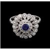 Image 2 : 0.44ct Blue Sapphire and Diamond Ring - 14KT White Gold