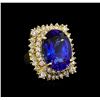 Image 1 : 14KT Yellow Gold 22.93ct GIA Certified Tanzanite and Diamond Ring