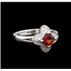 Image 1 : 1.02ct Red Sapphire and Diamond Ring - 14KT White Gold