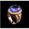 Image 4 : 15.31ct Tanzanite and Diamond Ring - 14KT Rose Gold