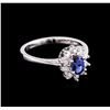 Image 1 : 0.50ct Sapphire and Diamond Ring - 18KT White Gold