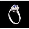 Image 4 : 0.50ct Sapphire and Diamond Ring - 18KT White Gold