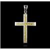 Image 1 : 14KT White Gold 8.48ctw Diamond Cross Pendant