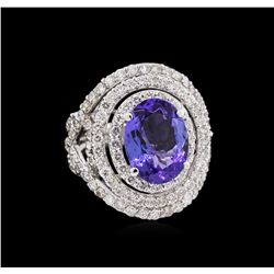 14KT White Gold 4.67ct Tanzanite and Diamond Ring