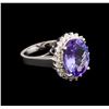 Image 1 : 5.84ct Tanzanite and Diamond Ring - 14KT White Gold