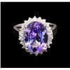 Image 2 : 5.84ct Tanzanite and Diamond Ring - 14KT White Gold