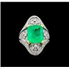 Image 2 : 6.42ct Emerald and Diamond Ring - 18KT White Gold