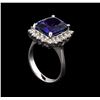 Image 4 : 6.25ct Tanzanite and Diamond Ring - 14KT White Gold