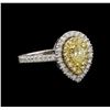 Image 1 : 1.08ctw Yellow Diamond Ring - 14KT White Gold
