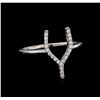 Image 1 : 0.10ctw Diamond Wish Bone Ring - 14KT White Gold