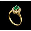 Image 4 : 0.80ct Emerald and Diamond Ring - 18KT Yellow Gold