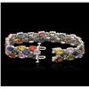 Image 3 : 14KT White Gold 24.48ctw Multicolor Sapphire and Diamond Bracelet