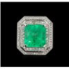 Image 2 : GIA Cert 14.97ct Emerald and Diamond Ring - 14KT White Gold
