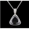 Image 1 : 14KT White Gold 6.68ctw Black Diamond Pendant With Chain