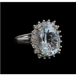 7.08ct Aquamarine and Diamond Ring - 14KT White Gold