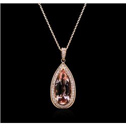 8.52ct Morganite and Diamond Pendant - 14KT Rose Gold