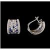 Image 2 : 4.00ctw Sapphire and Diamond Earrings - 18KT White Gold