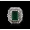 Image 2 : 14KT White Gold 4.09ct Emerald and Diamond Ring
