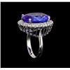 Image 4 : 14.43ct Tanzanite and Diamond Ring - 14KT White Gold