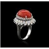 Image 3 : 14KT White Gold 9.27ct Coral and Diamond Ring