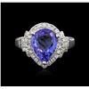 Image 1 : 14KT White Gold 2.90ct Tanzanite and Diamond Ring