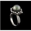 Image 4 : Tahitian Pearl and Diamond Ring - 14KT White Gold