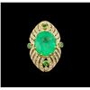 Image 2 : GIA Cert 20.06ct Emerald, Tsavorite and Diamond Ring - 14KT Yellow Gold