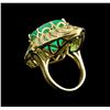 Image 3 : GIA Cert 20.06ct Emerald, Tsavorite and Diamond Ring - 14KT Yellow Gold