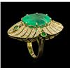 Image 4 : GIA Cert 20.06ct Emerald, Tsavorite and Diamond Ring - 14KT Yellow Gold