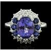 Image 1 : 14KT White Gold 3.07ct Tanzanite, Sapphire and Diamond Ring