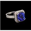 Image 1 : 5.73ct Tanzanite and Diamond Ring - 14KT White Gold