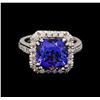 Image 2 : 5.73ct Tanzanite and Diamond Ring - 14KT White Gold