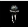 Image 4 : 0.68ctw Pearl and Diamond Ring - 14KT White Gold