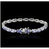 Image 2 : 14KT White Gold 9.14ctw Tanzanite and Diamond Bracelet