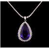 Image 1 : 14KT White Gold GIA Certified 31.37ct Tanzanite and Diamond Pendant With Chain
