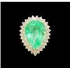 Image 2 : GIA Cert 17.66ct Emerald and Diamond Ring - 14KT Yellow Gold