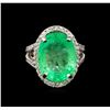 Image 2 : GIA Cert 11.06ct Emerald and Diamond Ring - 14KT White Gold